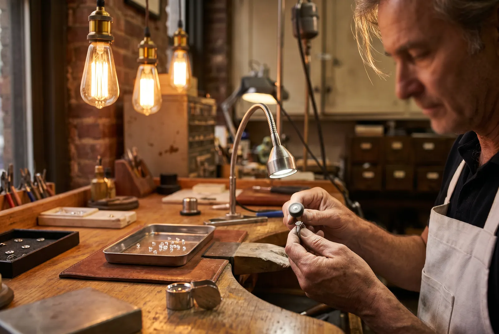 Master jeweler at the bench